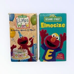 Sesame Street Elmo VHS LOT Elmocize [VHS] & ELMOS WORLD